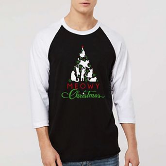 Meowy Christmas Tree - Men's Raglan Baseball Word Art T-shirt