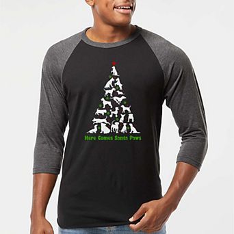 Here Comes Santa Paws - Men's Raglan Baseball Word Art T-shirt