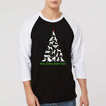 Here Comes Santa Paws - Men's Raglan Baseball Word Art T-shirt