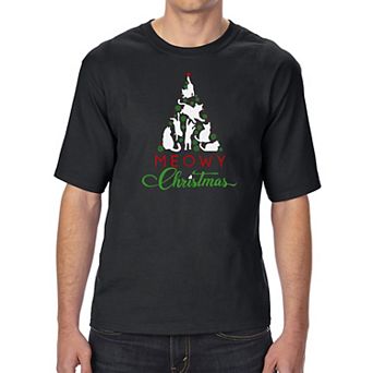 Meowy Christmas Tree - Men's Tall And Long Word Art T-shirt
