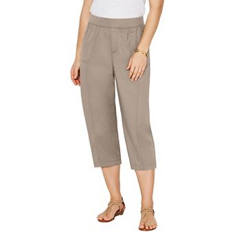 Catherines Women's Plus Size Stretch Knit Waist Cargo Capri