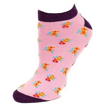 Women's Colorful Floral Pattern, Ankle Socks, Low Cut Cotton Socks, Fun Socks, Color Block Socks