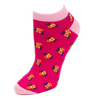 Women's Colorful Floral Pattern, Ankle Socks, Low Cut Cotton Socks, Fun Socks, Color Block Socks