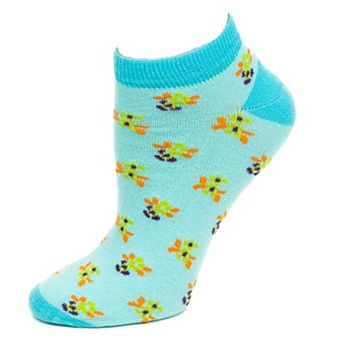 Women's Colorful Floral Pattern, Ankle Socks, Low Cut Cotton Socks, Fun Socks, Color Block Socks