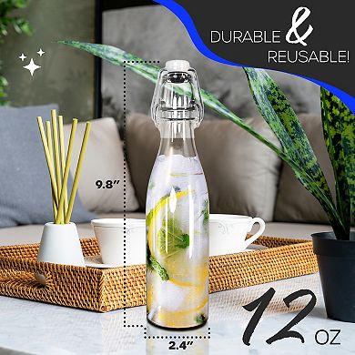 Nevlers 12 oz Round Swing Top Glass Bottle Set (Pack of 12)