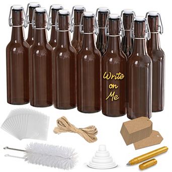 Nevlers 16 Oz Swing Top Beer Bottles - Amber Glass (12 Pack)