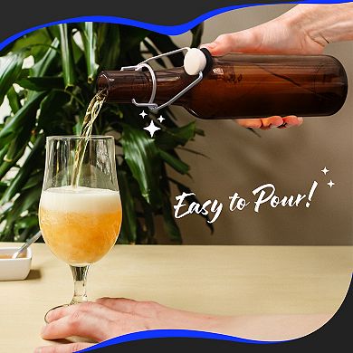 Nevlers 16 Oz Swing Top Beer Bottles - Amber Glass (12 Pack)