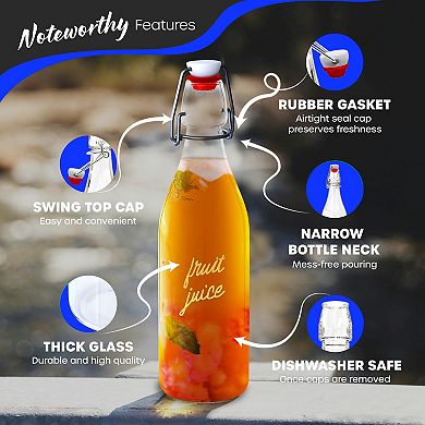 Nevlers 17 oz Round Swing Top Glass Bottle Set (Pack of 12)
