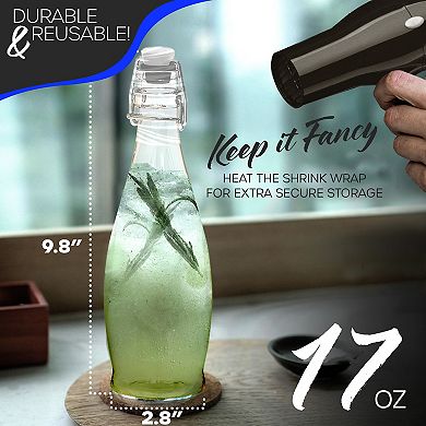 Nevlers 17 oz Teardrop Swing Top Glass Bottle Set (Pack of 6)