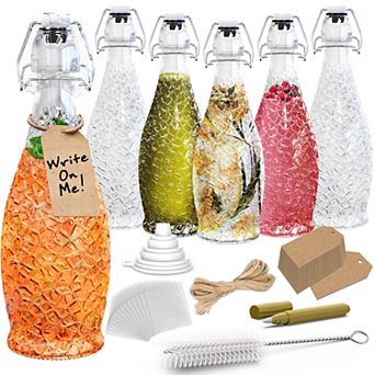 Nevlers 17 oz Textured Teardrop Swing Top Glass Bottle Set (Pack of 6)