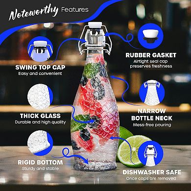 Nevlers 17 oz Textured Teardrop Swing Top Glass Bottle Set (Pack of 6)