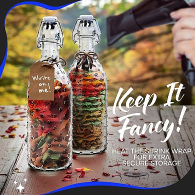 Nevlers 17 oz Dotted Round Swing Top Glass Bottle Set (Pack of 12)