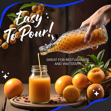 Nevlers 17 oz Dotted Round Swing Top Glass Bottle Set (Pack of 12)