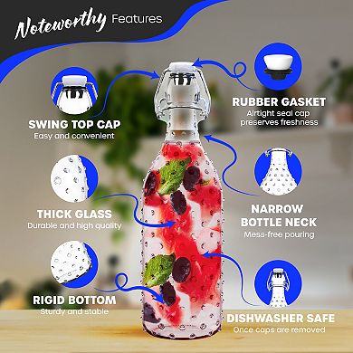 Nevlers 17 oz Dotted Round Swing Top Glass Bottle Set (Pack of 6)