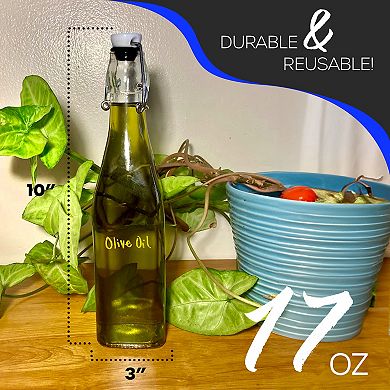 Nevlers 17 oz Square Swing Top Glass Bottle Set (Pack of 12)