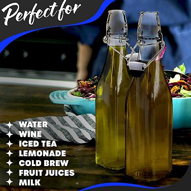 Nevlers 17 oz Square Swing Top Glass Bottle Set (Pack of 12)