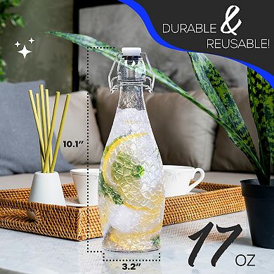 Nevlers 17 oz Textured Teardrop Swing Top Glass Bottle Set (Pack of 12)