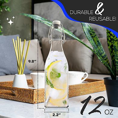 Nevlers 12oz Square Swing Top Glass Bottle Set (Pack of 12)