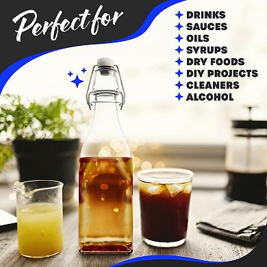 Nevlers 12oz Square Swing Top Glass Bottle Set (Pack of 12)