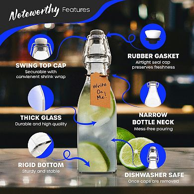 Nevlers 12oz Square Swing Top Glass Bottle Set (Pack of 12)