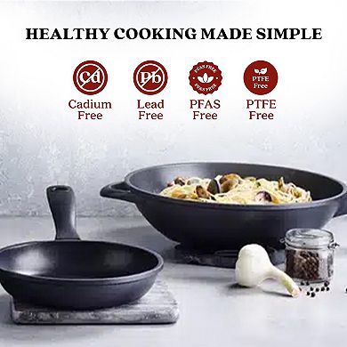 Alva Energy 12" Nonstick Ceramic Stir-Fry Wok Pan with Flat-Bottom