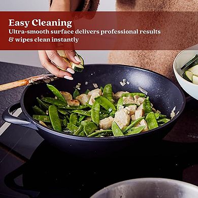 Alva Energy 12" Nonstick Ceramic Stir-Fry Wok Pan with Flat-Bottom