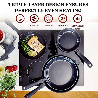 Alva Energy Nonstick Ceramic Aluminum Frying Pan, Compatible w/ all Stovetops, Induction Safe 12.6"