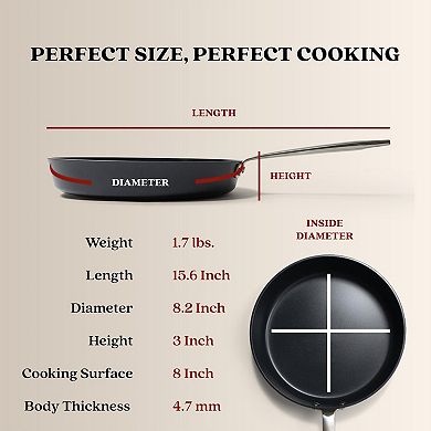 Alva Maestro Ceramic Nonstick Frying Pan, Compatible with all Stovetops & Induction Safe - 8"