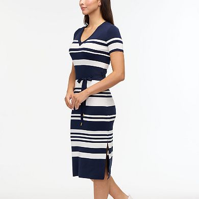 Women's Ellen Tracy Striped Short Sleeve V-Neck Dress