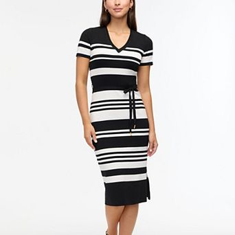 Women's Ellen Tracy Striped Short Sleeve V-Neck Dress