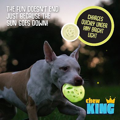 Chew King Green Large Glow Lattice Ball Dog Toy 2-pk.