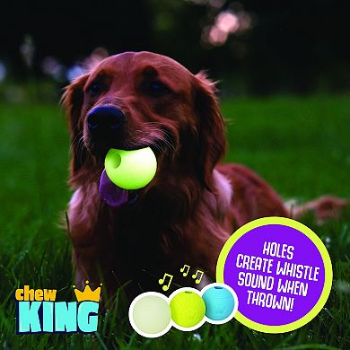 Chew King 3-in. Multi-Colored Fetch Ball Combo Medium Dog Toy 3-pk.