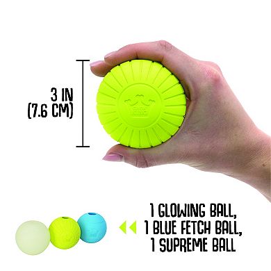 Chew King 3-in. Multi-Colored Fetch Ball Combo Medium Dog Toy 3-pk.