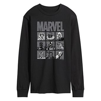 Men's Marvel Villain Grid Long Sleeve Graphic Tee