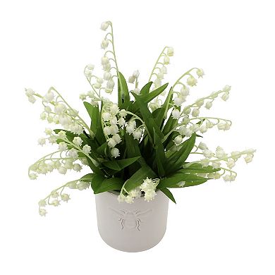 Everyday Decor Artificial Lily on the Valley in Ceramic Vase Table Decor