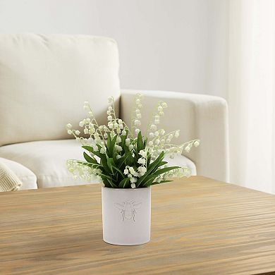 Everyday Decor Artificial Lily on the Valley in Ceramic Vase Table Decor