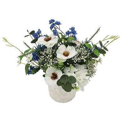 Everyday Decor Artificial Mixed Botanical in Capiz Vase Table Decor