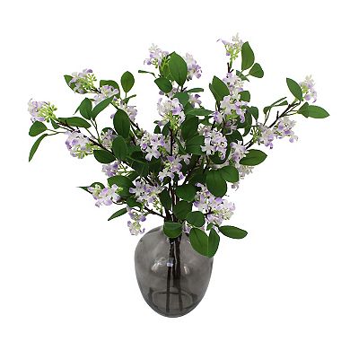 Everyday Decor Artificial Purple Blossoms in Smoked Vase Floor Decor