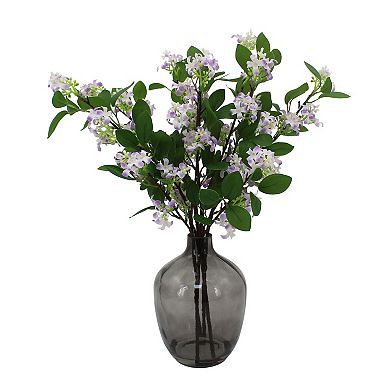 Everyday Decor Artificial Purple Blossoms in Smoked Vase Floor Decor