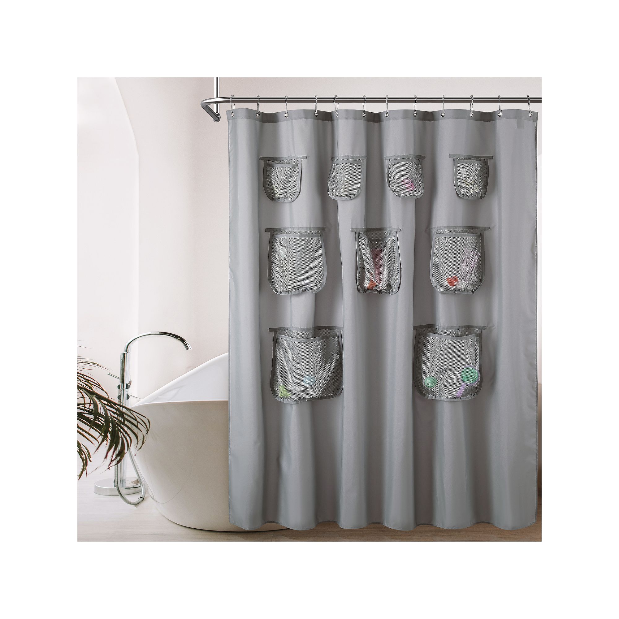 Awesome Home Mesh Pocket Shower Curtain, Size: 71X72, Gray