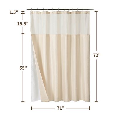 Awesome Home Linen Texture Shower Curtain with Snap-in Liner & 12 Hooks Included