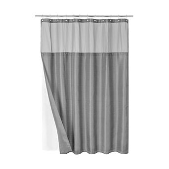 Awesome Home Linen Texture Shower Curtain with Snap-in Liner & 12 Hooks Included