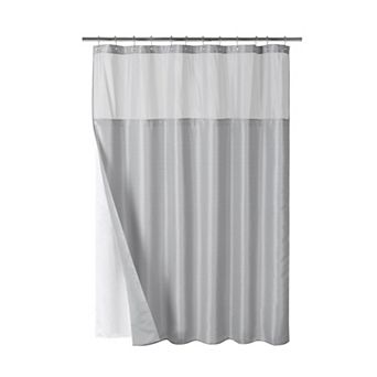 Awesome Home Linen Texture Shower Curtain with Snap-in Liner & 12 Hooks Included
