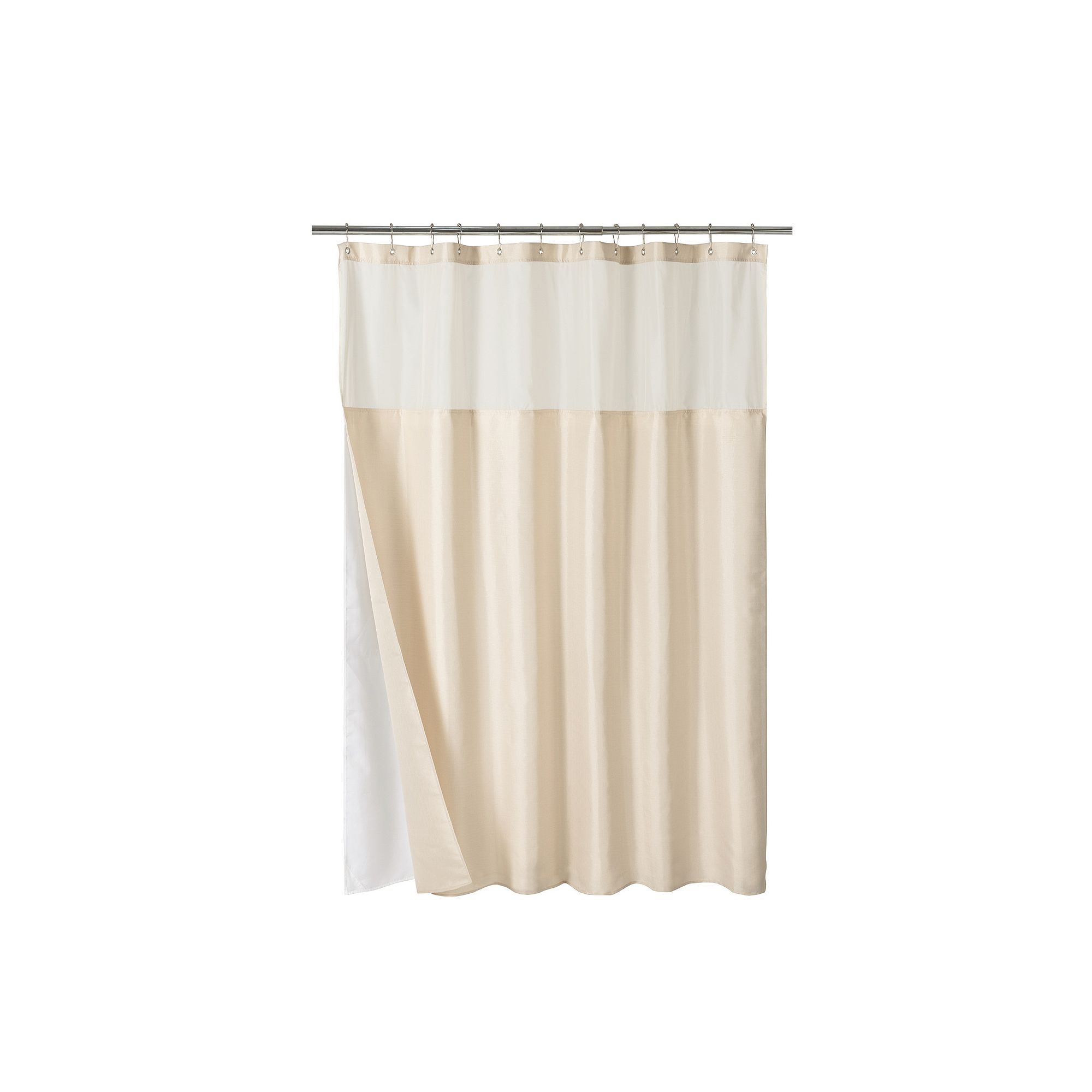 Awesome Home Linen Texture Shower Curtain with Snap-in Liner & 12 Hooks Inc