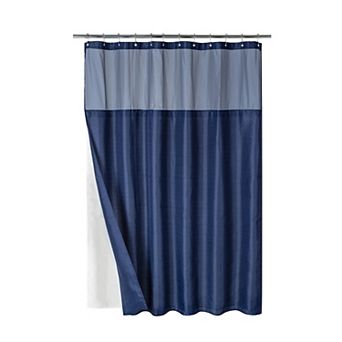 Awesome Home Linen Texture Shower Curtain with Snap-in Liner & 12 Hooks Included