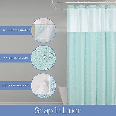 Awesome Home Starburst Texture Shower Curtain with Snap-In Liner & 12 Hooks