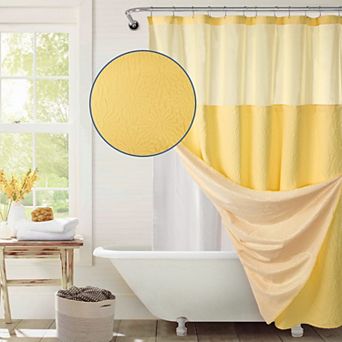 Awesome Home Starburst Texture Shower Curtain with Snap-In Liner & 12 Hooks
