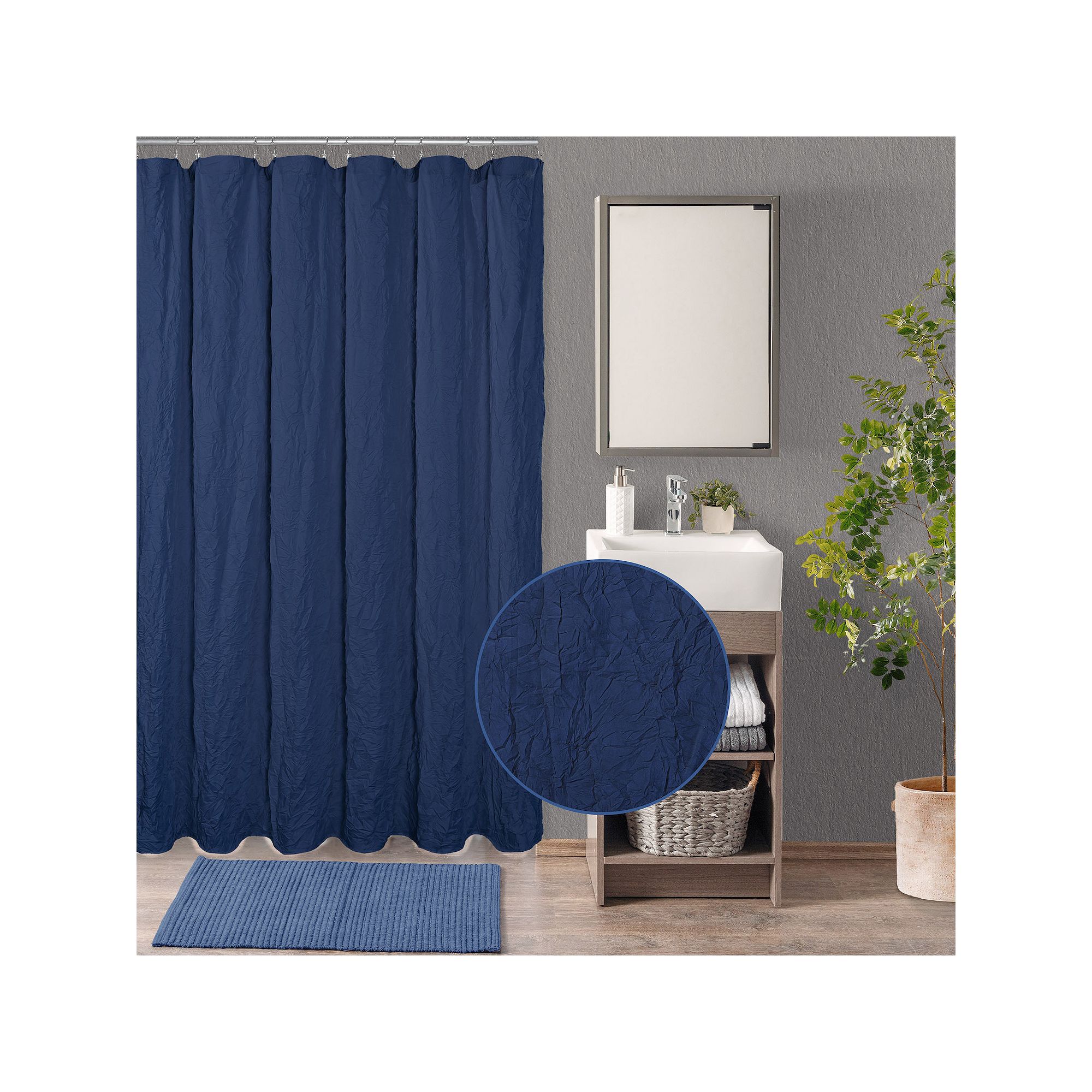 Awesome Home Solid Texture Shower Curtain, Size: 71X72, Blue
