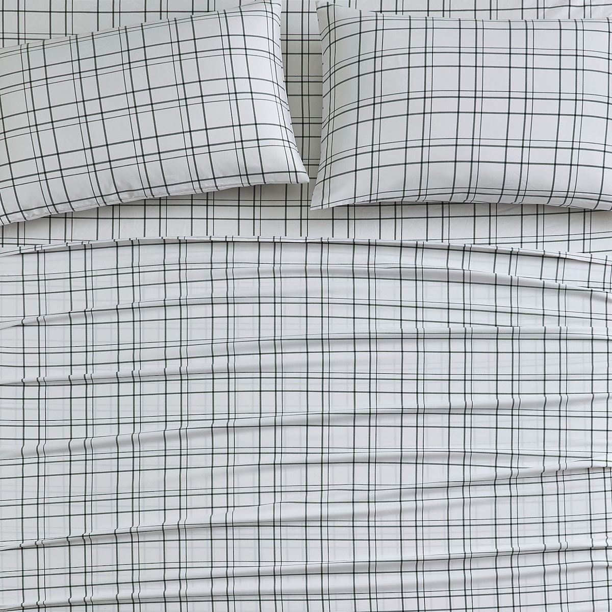 Bearpaw Serene All Season Comfort Sheet Set - Plaid Charcoal, CKING SET