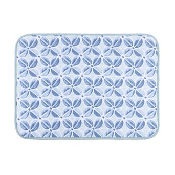 The Big One® Blue Petal Pattern Printed Dish Drying Mat